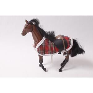 Vintage 1999 MMTL Thoroughbred Horse Figure with Plaid Blanket ~ 260214-WH 985